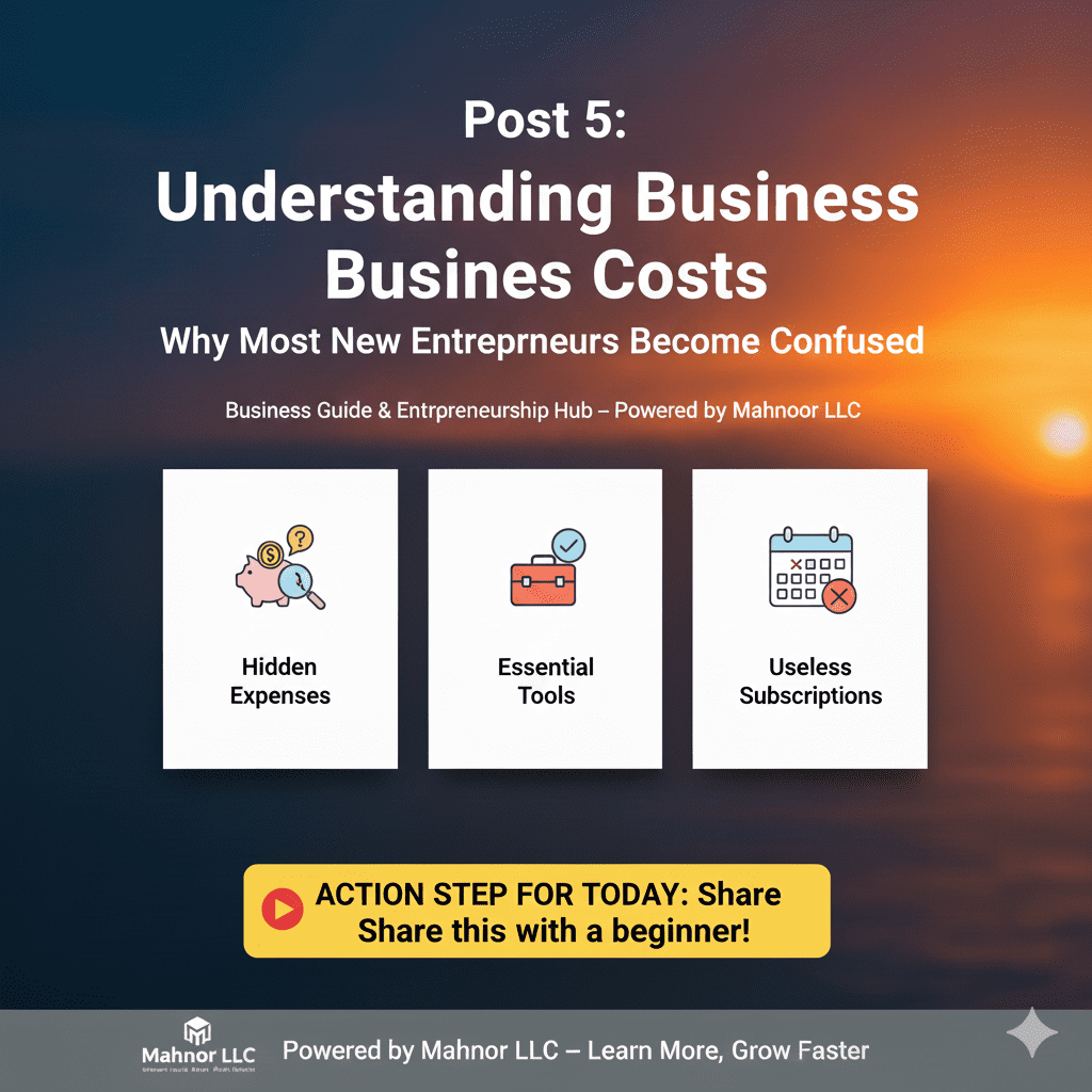 Learn how new entrepreneurs can manage business costs, avoid hidden expenses, and focus on essential tools to grow. Step-by-step money management tips.